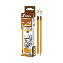 Bút chì Mỹ thuật 6B Premium nhúng dầu - PC15 BITEX ( 12 cây - hộp)