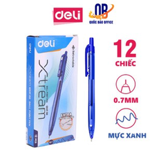 Bút Bi Dầu Đầu Bấm XTREAM 0.7mm (Xanh) DELI EQ02030