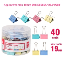Kẹp Bướm Màu 19mm DELI- E8555A (40c/1 hộp)