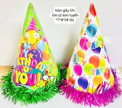 Nón giấy sinh nhật Lớn có Kim Tuyến *7* (Lốc)