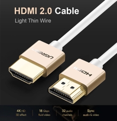 Cáp HDMI 2.0 Sợi Siêu Nhỏ Dài 0.5M Cao Cấp UGREEN 40487