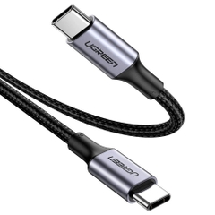 Cáp USB 2 đầu type C dây bện dù đầu bọc nhôm Ugreen 90120   3M 100W PD màu đen