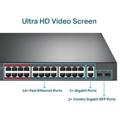 Switch 24-Port 10/100Mbps + 2-Port Gigabit Unmanaged PoE+ TP-Link TL-SL1226P