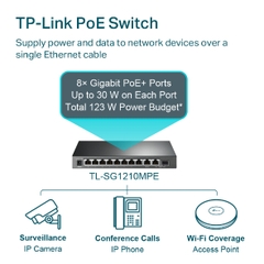 10-Port Gigabit Easy Smart Switch with 8-Port PoE+ TP-Link TL-SG1210MPE