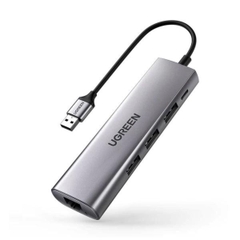 Ugreen 20915 hub chia từ 1 cổng usb ra 3 cổng 3.0 + Rj45 1000Mbps gigabíts Ethernet CM475 20915