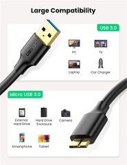 Cáp USB 3.0 A ra Micro B Ugreen 10843 2M màu đen