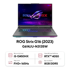 Laptop Asus ROG Strix G16 G614JU-N3135W (Intel® Core™ i5-13450HX | 8GB | 512GB | RTX 4050 6GB | 16 inch FHD+ | Win 11 | Xám)