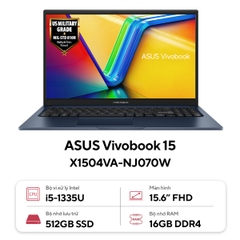 Laptop Asus Vivobook X1504VA-NJ070W (Core i5 1335U/ 16GB/ 512GB SSD/ Intel Iris Xe Graphics/ 15.6inch Full HD/ Windows 11 Home/ Blue/ Vỏ nhựa)