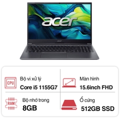 Laptop Acer Aspire 5 Lite AL15-51M-55NB NX.KRSSV.001 (Core i5 1155G7/ 8GB/ 512GB SSD/ Intel Iris Xe Graphics/ 15.6inch Full HD/ Windows 11 Home/ Gray/ Vỏ nhôm/ 1 Year)