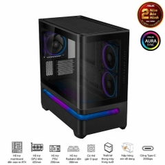 Vỏ máy tính Asus Prime AP202 TG ARGB BLACK (Mid Tower/ M-ATX/ Đen)