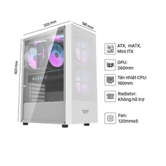 Vỏ case máy tính DarkFlash A290 White (Mid Tower/ Màu Trắng)