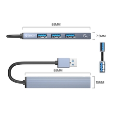 Bộ chia USB Orico AH-A13 4 cổng USB 3.0 2.0 bằng nhôm