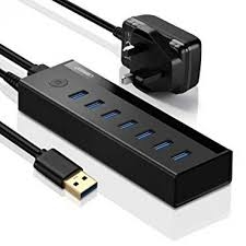 Bộ chia HUB USB 3.0 sang 7 USB 3.0 hỗ trợ nguồn cao cấp Ugreen 40522 Màu Đen