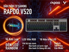 Bàn phím cơ quang Gaming Rapoo V520 Rainbow, LED hông RGB