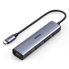 Bộ chuyển USB-C sang 4 cổng USB 3.0  Ugreen 20841 5Gbps vỏ nhôm