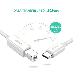 Cáp máy in USB Type C dài 1m màu trắng Ugreen 40560