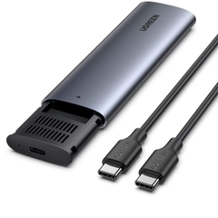 Hộp ổ cứng ssd màu xám kèm cáp 2 đầu C 3.1 Gen 1 0.5M m.2 nvme usb type c 10gbps Ugreen 10902 CM400 Hàng chính hãng