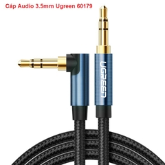 Cáp Audio 3.5mm bẻ góc 90 độ bện dù cao cấp dài 1m Ugreen 60179