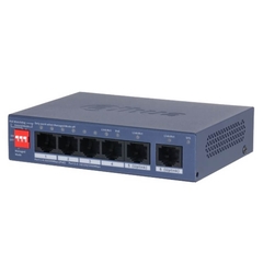 Switch 6 cổng DAHUA DH-CS4006-4ET2ET-60 bao gồm 4 cổng PoE 10/100 Mbps và 2 cổng Uplink (10/100 Mbps)