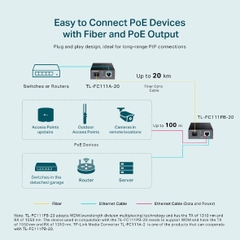 Bộ chuyển đổi quang điện 10/100Mbps TP-Link TL-FC111PB-20 với 1-Port PoE