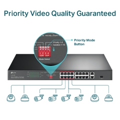 16-Port 10/100 Mbps + 2-Port Gigabit Rackmount Switch with 16-Port PoE+ TP-Link TL-SL1218P