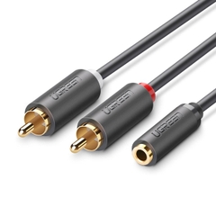 Cáp Audio 3.5mm âm ra 2 RCA dương dài 20cm UGREEN 10561 mạ vàng cao cấp