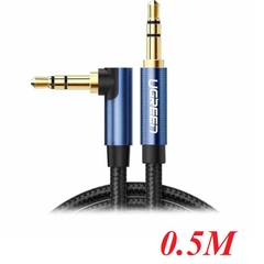 Cáp Audio 3.5mm bẻ góc 90 độ bện dù cao cấp dài 0,5m Ugreen 60178