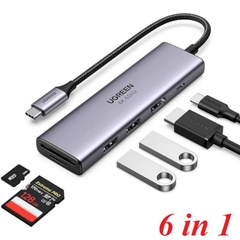 Bộ chuyển Type C Sang HDMI + USB 3.0*2 + SD/TF + PD Ugreen 60384 4K 60Hz