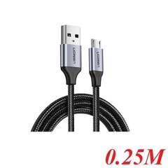 Cáp sạc truyền dữ liệu USB 2.0 sang MICRO USB vỏ dây bọc lưới Ugreen 60144 0.25M màu Đen