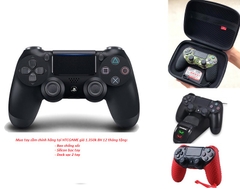 Combo: 1 Tay cầm ps4 đen + Bộ sạc và Bộ bảo vệ