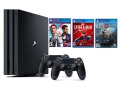 Máy PS4 Pro 1TB + 2 tay cầm + Tặng 3 game ( Fiafa19 champion - GOW - Nhện )