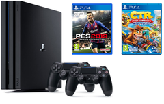 Máy PS4 PRO + 2 tay cầm + Game PES 2019 + Game Crash Team Racing Nitro-Fueled