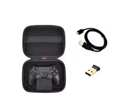 Combo: Tay cầm PS4 Đen + USB 4.0 + dây sạc + Bao chống sốc (dùng cho PC / Laptop Win10)