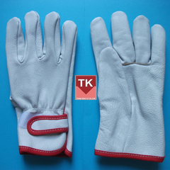 Găng tay da viền dán dính