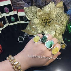 NHẪN TỲ HƯU THẠCH ANH TÓC VÀNG