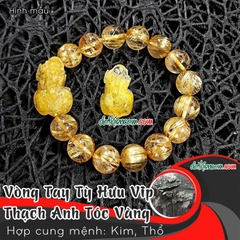 Vòng Tay Tỳ Hưu Thạch Anh Tóc Vàng