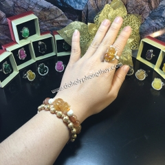 NHẪN TỲ HƯU THẠCH ANH TÓC VÀNG