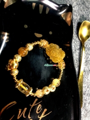 Vòng Tay Hồ Tiên Chúa Đá mệnh Kim : Thạch anh tóc vàng, thạch anh vàng