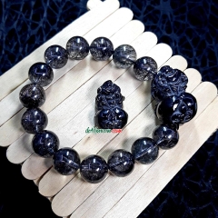 Vòng Tay Tỳ Hưu Thạch Anh Đen
