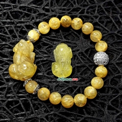 Vòng Tay Tỳ Hưu Thạch Anh Tóc Vàng