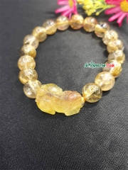 Vòng Tay Tỳ Hưu Thạch Anh Tóc Vàng