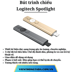 Bút trình chiếu Logitech Spotlight Vàng/ Xám đen - Hàng chính hãng - Bảo hành 12 tháng