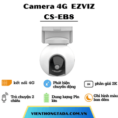 Camera EZVIZ CS-EB8 | Kết Nối 4G, Pin Khủng 10400 mAh, Quay 360 Độ, Độ Phân Giải 2K | Bảo Hành 12 Tháng 1 Đổi 1