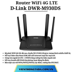 D-Link DWR-M930DS | Router WiFi 4G LTE Tốc Độ 150Mbps, Hỗ Trợ 2 Khe SIM Tự Chuyển, 4 Ăng-ten Ngoài | Hàng Chính Hãng