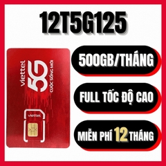 SIM 500GB Viettel 12T5G125 - Tặng 500GB/Tháng Trọn Gói 12 Tháng
