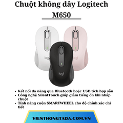 Chuột không dây Bluetooth Logitech SIGNATURE M650- Hàng Chính Hãng- Bảo hành 12 tháng