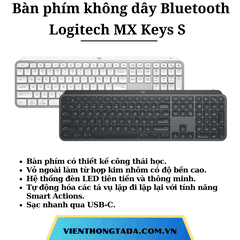 Bàn phím không dây Bluetooth Logitech MX Keys S - Hàng chính hãng - Bảo hành 12 tháng