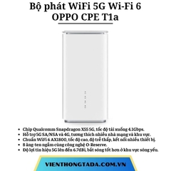 OPPO CPE T1a | Router WiFi di động 5G, Wi-Fi 6 AX1800, tốc độ 4.1Gbps, Snapdragon X55 | Bảo hành 1 đổi 1