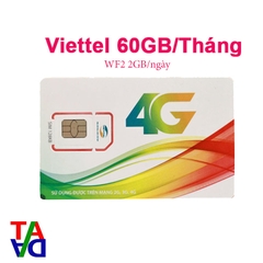 SIM 4G VIETTEL WF2 TẶNG 2GB/NGÀY, 60GB/THÁNG