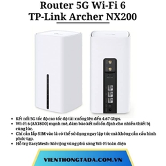 TP-Link Archer NX200 | Router 5G Wi-Fi 6 | Băng Tần Kép, 4.67 Gbps, Cổng WAN/LAN Gigabit | Hàng Chính Hãng